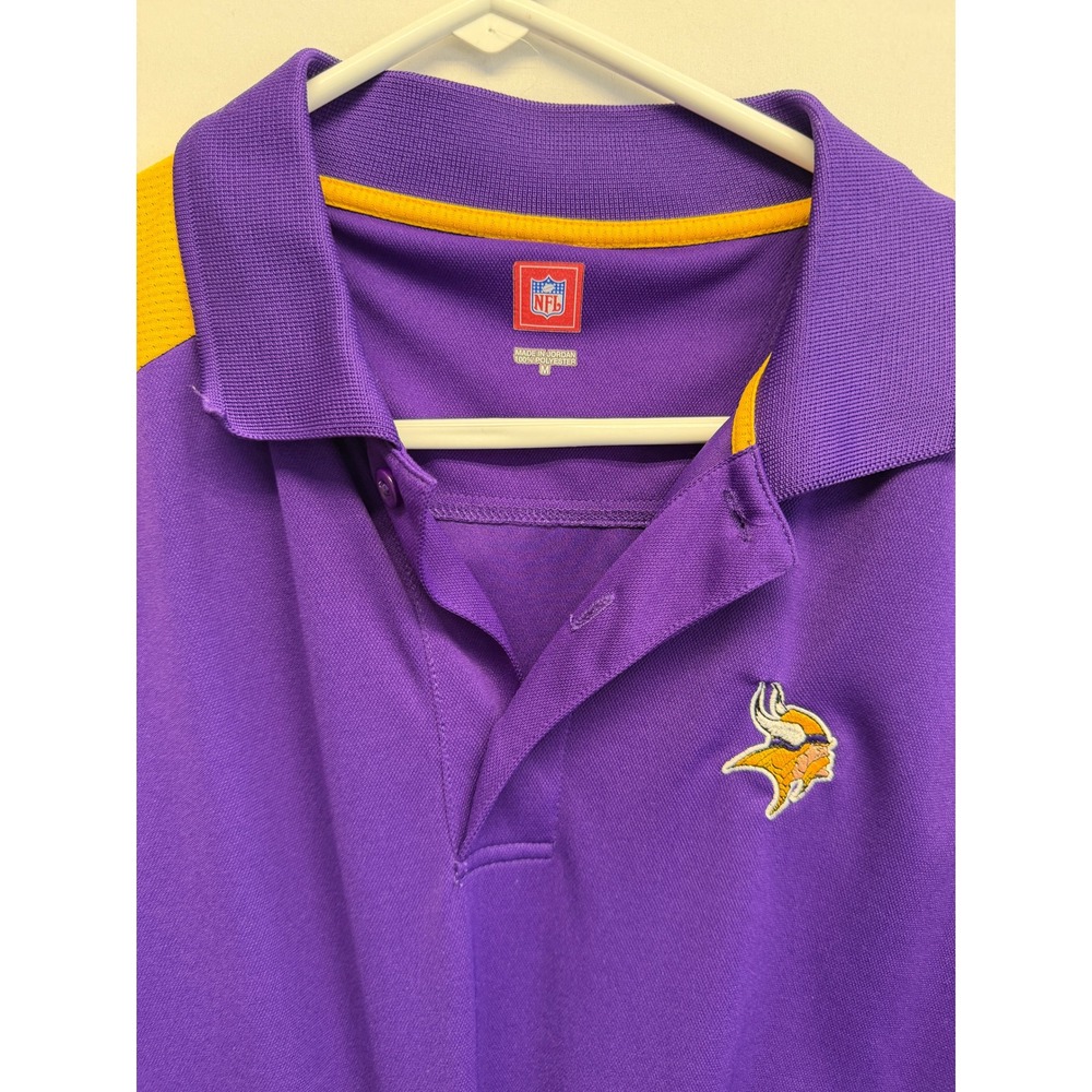 NFL Mens Minnesota Vikings Collared Purple Short Sleeve Activewear Shirt - Picture 3 of 9